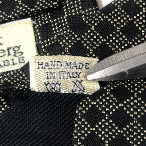 Vintage Albert Goldberg Façonnable Men's Tie, 100% Silk Jacquard, Italy Grid - Picture 6 of 6